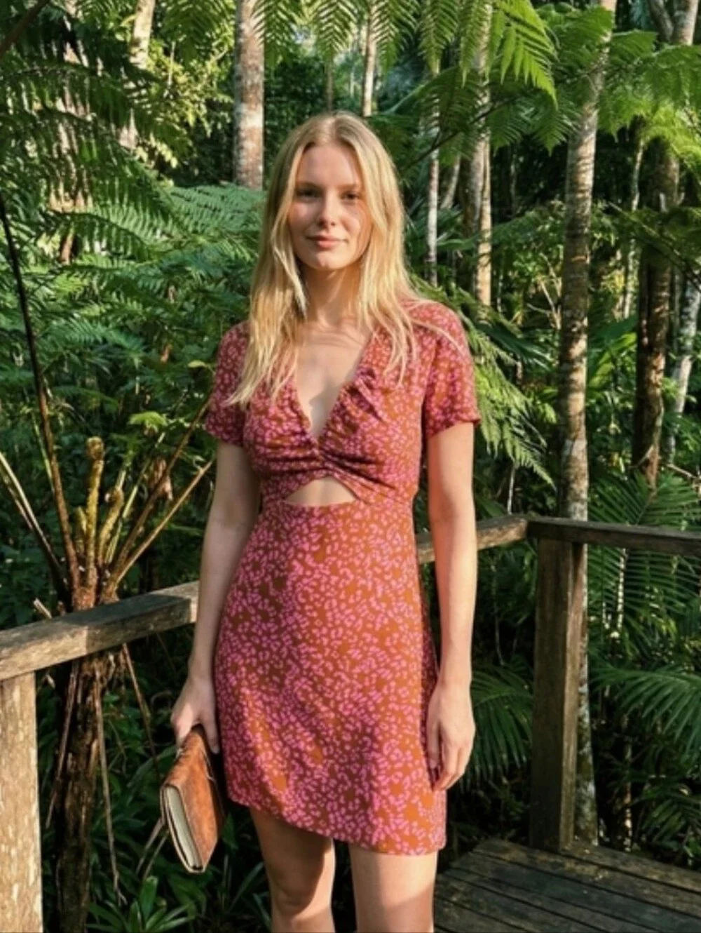 Free People Marsaille Mini Dress - Leopard Print Ruched Cutout - Size M - NWT